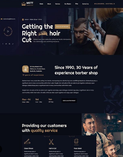 Mett Barber Shop web site